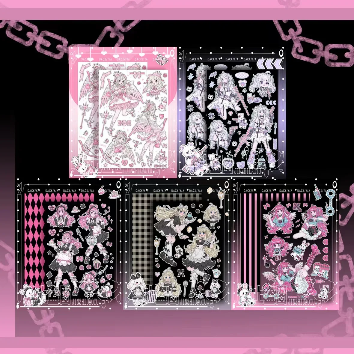 

1Pc Y2K Sweet Cool Subculture Beautiful Girl Laser Stickers Scrapbooking Journal DIY Decorative Materials Phone Case Stickers