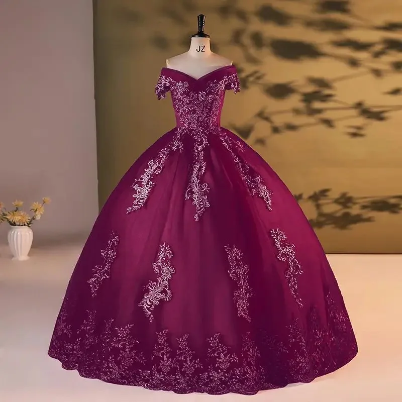 off The Shoulder 2025 New Simple Quinceanera Dresses For Women Lace Embroidery Evening Dresses Princess Gown Vestido De Novia
