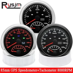 HD 200KM/H 120KM/H Universal 2 in 1 85mm Digital Car GPS Speedometer With Tachometer 0-8000RPM Tacho Sensor for Marine Boat Car