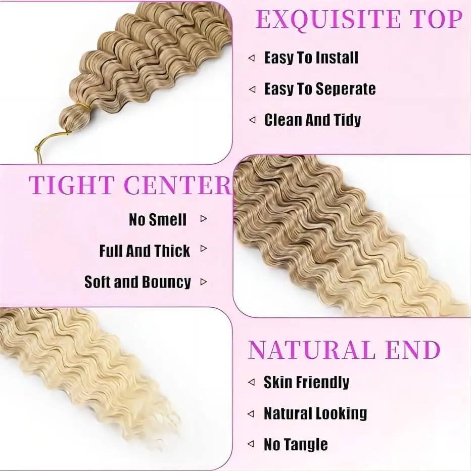 Ocean Wave Twist Crochet Hair Synthetic Braids Hair Ombre color Deep Wave Synthetic Crochet Hair Extensions For women