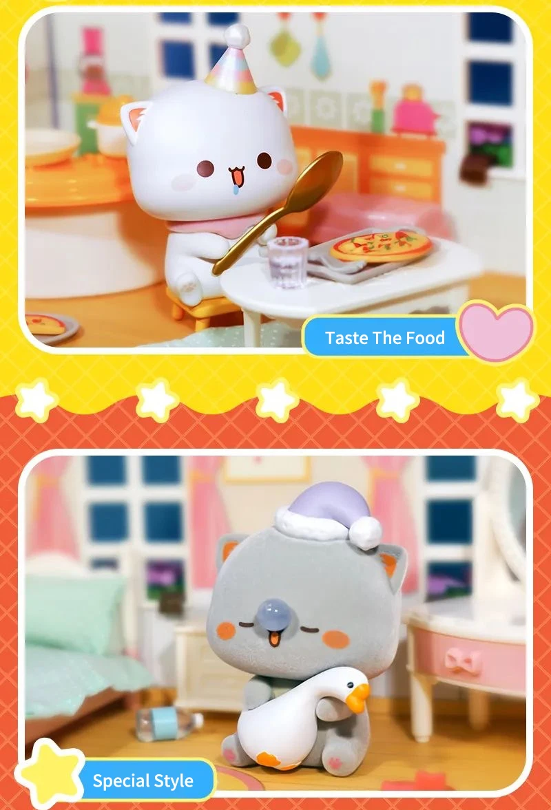 Cute Cat Series 4 Blind Box, Surprise Collection Figures Mini Doll Set for Desk Decor Birthday Gift Mystery Ornament Collectible