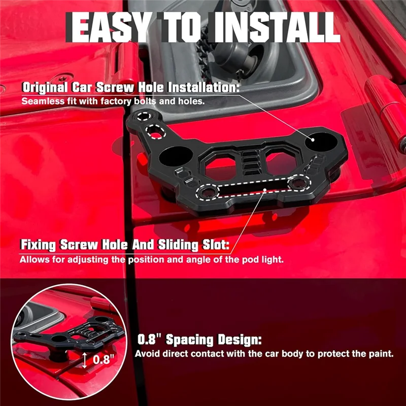 Dual Light Bar Mount Bracket For Jeep Wrangler JL Gladiator JT 2018-2025 Fog Light Brackets - Image 4