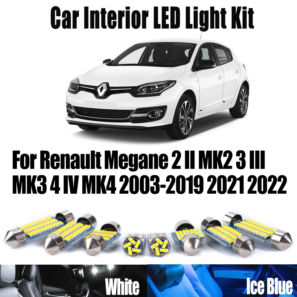 

LED Interior Map Dome Light Kit Car Trunk Bulbs For Renault Megane 2 II MK2 3 III MK3 4 IV MK4 2003-2019 2021 2022 Accessories