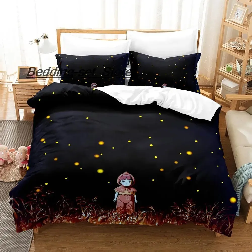 Anime The Light Of The Fireflies Forest Bedding Set Single Twin Full Queen King Size Bed Set Adult Kid Bedroom Duvet cover Sets