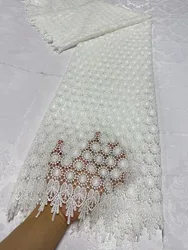Nigerian Water Soluble Sequins Cotton Embroidery Lace Fabric, Tulle Wedding Party Dress, High Quality, JL382, 5Yards, 2024