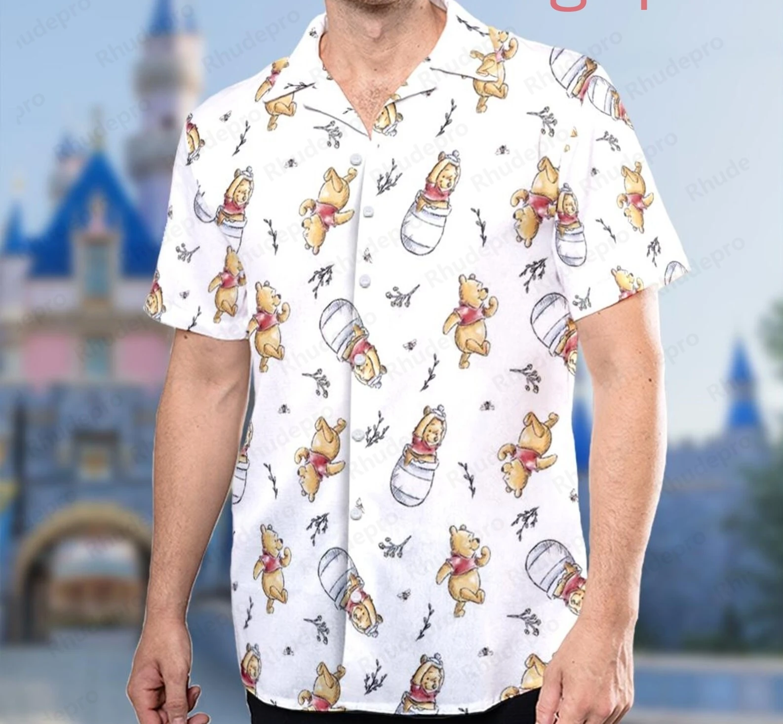 

Disney Pooh and Friends Hawaiian Shirt Men's Women's Kids Short Sleeve Shirts Summer Casual Vacation Beach Shirts Tops