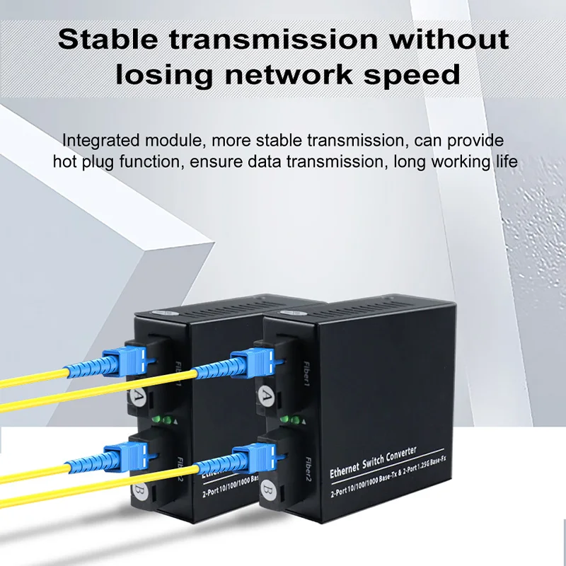 1000M Fiber Optic Media Converter 2 SC Fiber and 2 RJ45 port 1000Mbps Media Converter Switch for Long Distance Transmission