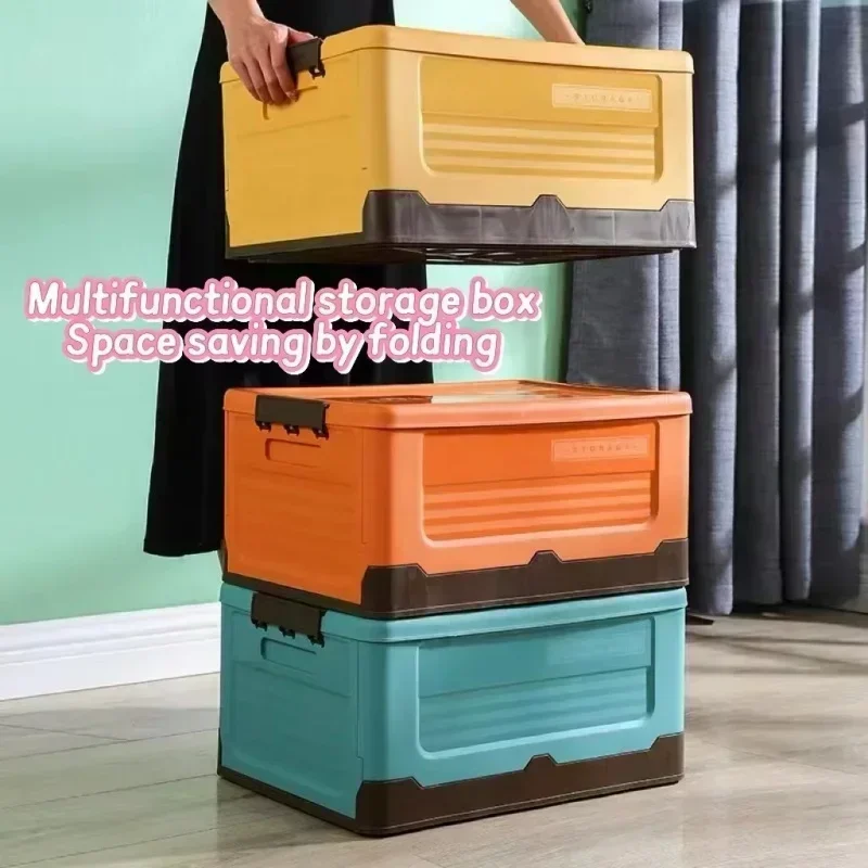 Foldable storage box for books, clothes, storage and arrangement Plastic household storage box Car folding space saving function