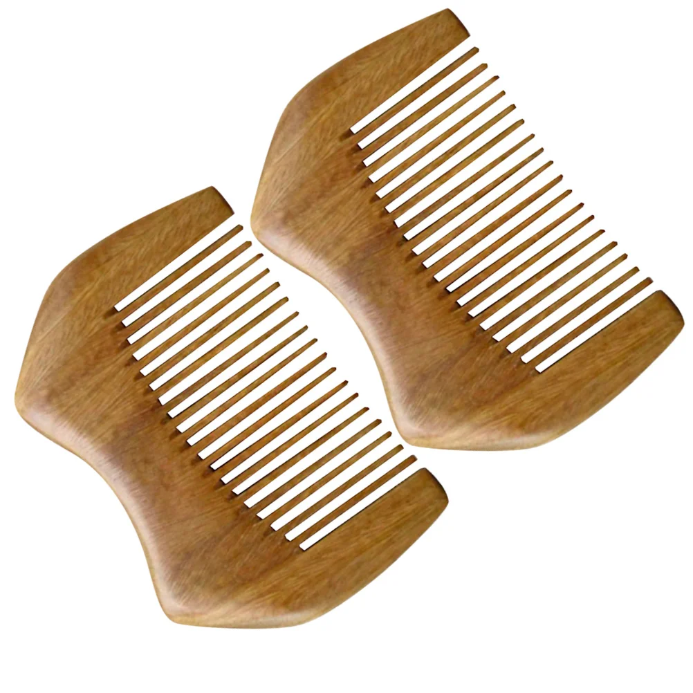 

2Pcs Wood Hair Comb Anti Static Smooth Portable Travel Wooden Detangling Hair Styling Comb Comfortable Scalp Caring Brush