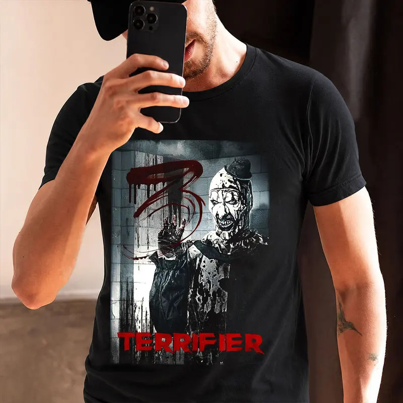 Retro Horror Movie Terrifier Art The Clown Killer Scary Halloween Gift T Shirt 0912 Short Sleeve Graphic clothes All size tops