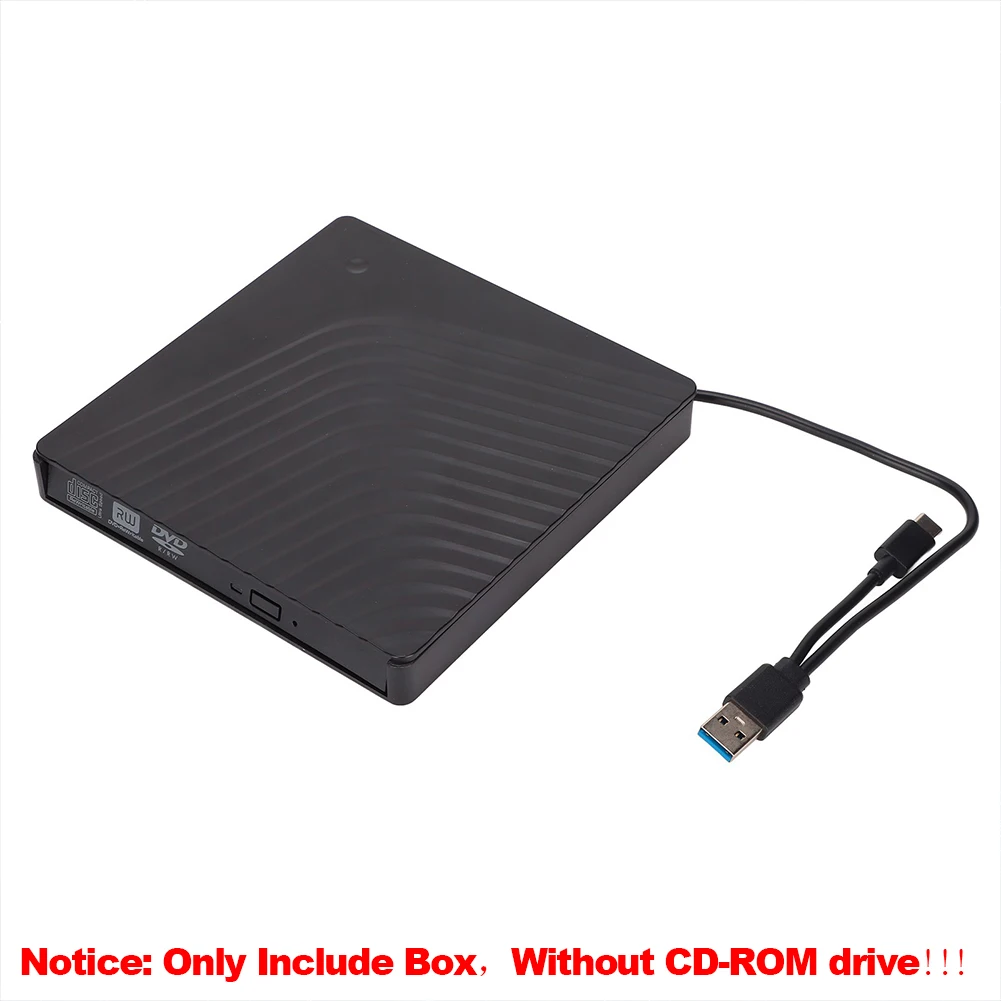 กล่องใส่ไดรฟ์ซีดีขนาด 9.5/12.7 มม. แบบ USB3.0 Type C อะแดปเตอร์เครื่องเขียนซีดีดีวีดี กล่องใส่ไดรฟ์ออปติคอลสำหรับแล็ปท็อปและโน้ตบุ๊ก