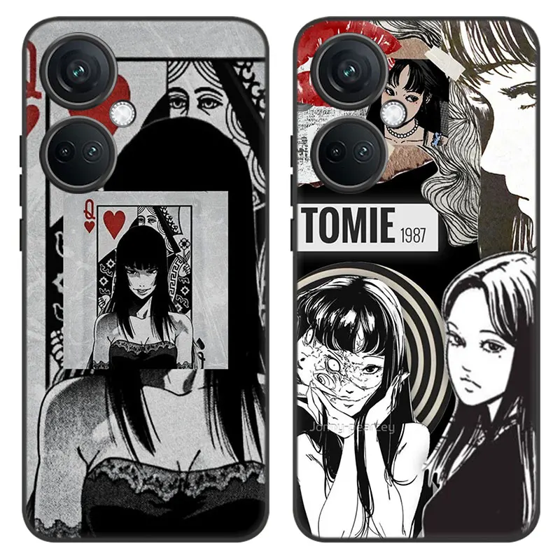 Anime Junji Ito Tees Horror Cartoon Cover Black Case For OnePlus Nord CE3 Lite 3 12 11 2T N30 CE2 N300 N200 10 9RT ACE 2V Pro 5G