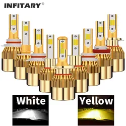 Infitary Golden 2 Colors LED Headlight H7 H4 Bulb For Car 3000K Yellow White 12V Fog Light H1 H11 9005 9006 880 9012 On Auto Kit