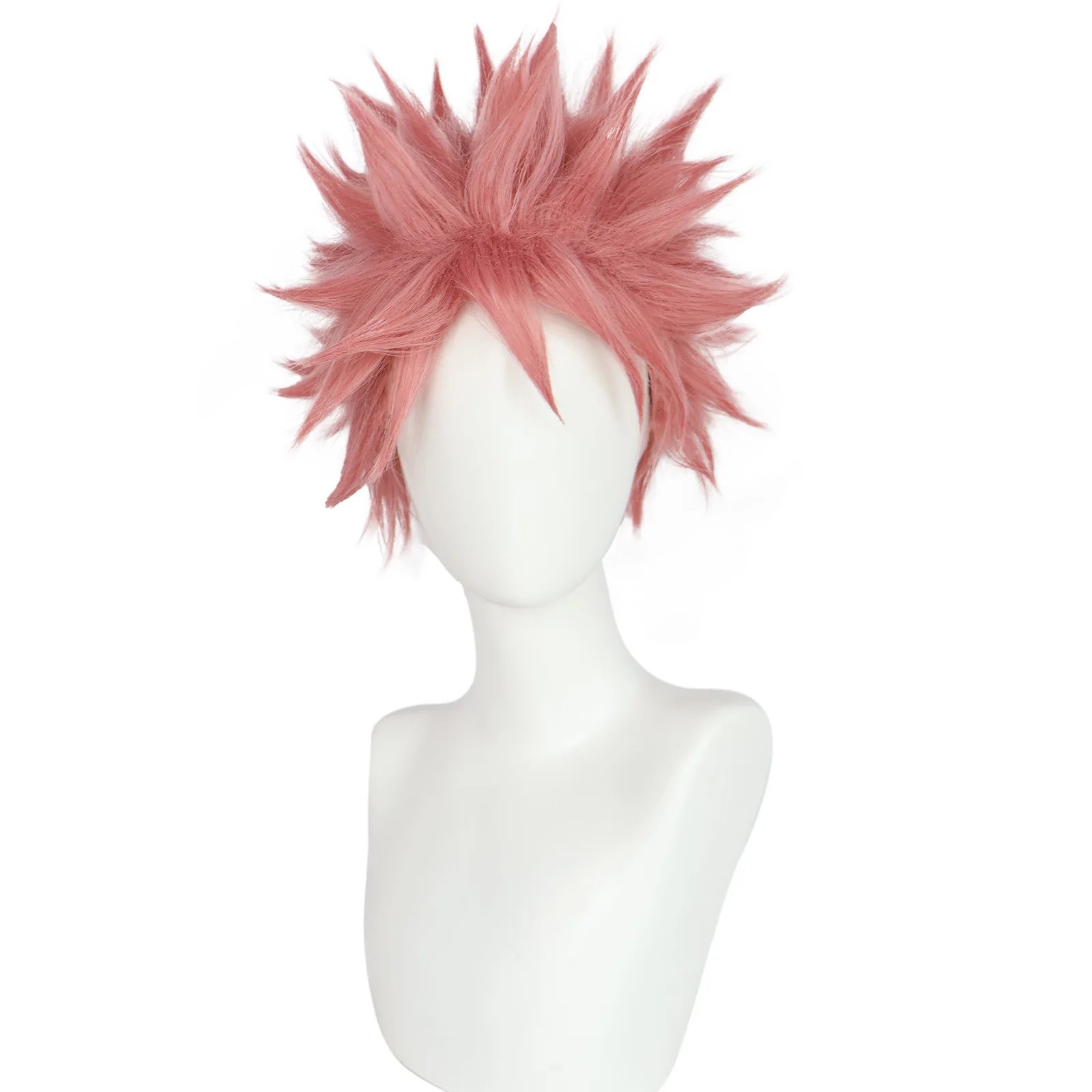 Natsu Dragneel Anime Fairy Cosplay Wig Role Play  29CM Pink Short Hair Cosplay Wig for Halloween Carnival Party