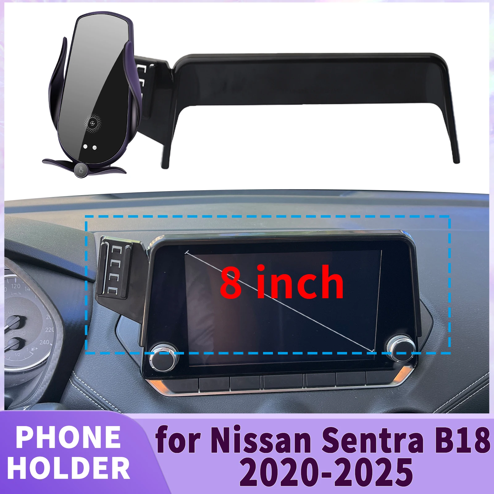 

fit for Nissan Sentra B18 2020-2022 2023 2024 2025 (8/7inch) Screen Base Phone Holder Mount ​​ Secure Clip Car​​ accessoires