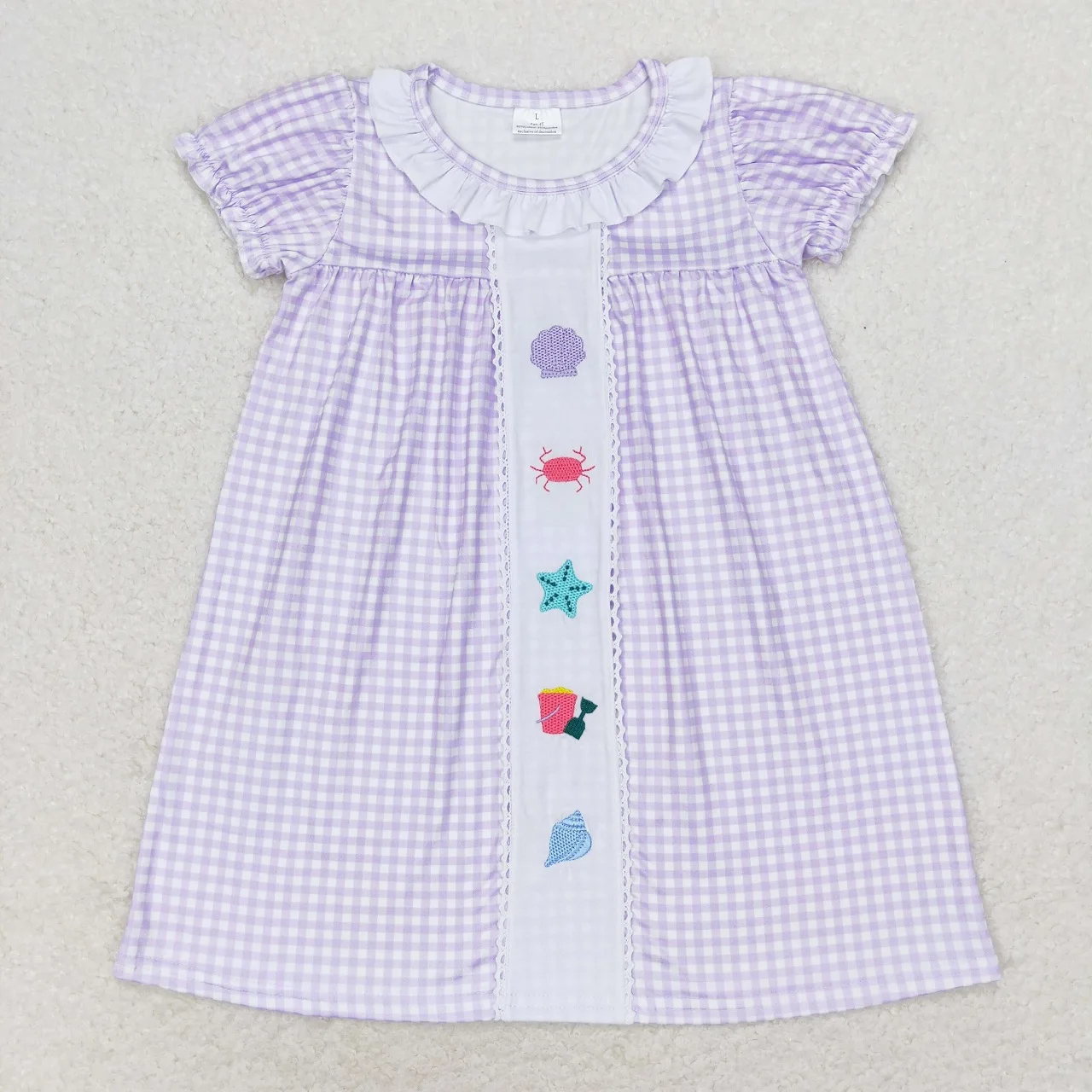 Robe brodée à manches courtes pour bébé fille, vêtements d'été pour enfants, boutique pour tout-petits, vente en gros, 1 pièce