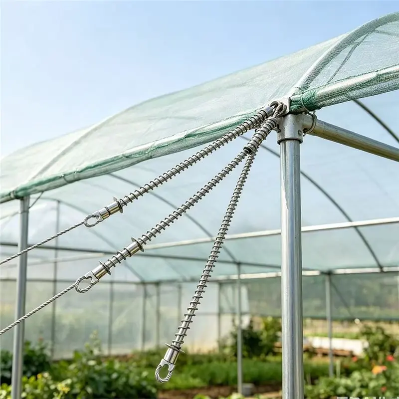 PZHI Double Headed Chain Spring Rope 1.4M Stainless Steel Tension Cable for Fence Fruit Tree Branch Pulling Shade Net