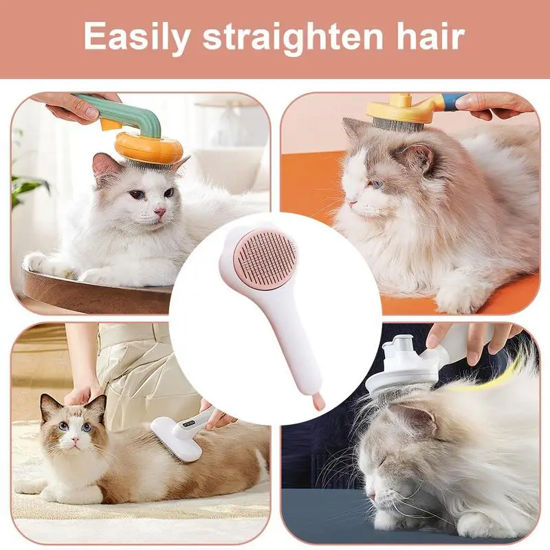 Pet Brush For Cats Release Button Cat Paw Shaped Dog Brush Pet Combs Cat Paw Shaped Pet Supplies Curved Teeth Grooming Combs