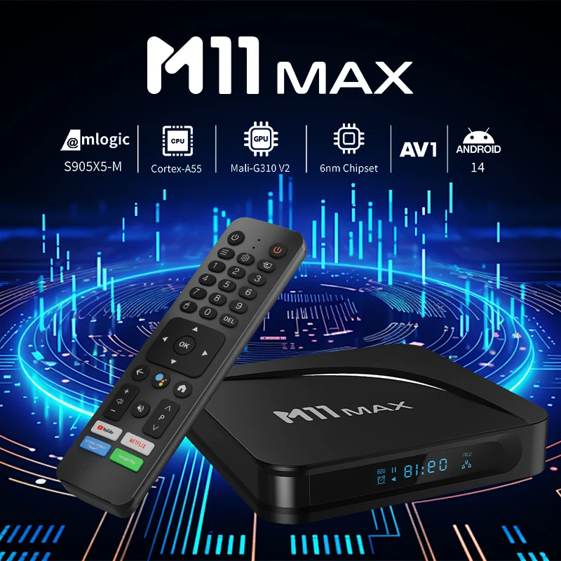 M11 Max Android 14 Smart TV Box Amlogic S905X5M 4K HD AV1 Set Top Box HDR10 + 2.4G & 5G Wifi6 AI-SR مشغل الوسائط 4GB 32GB #2