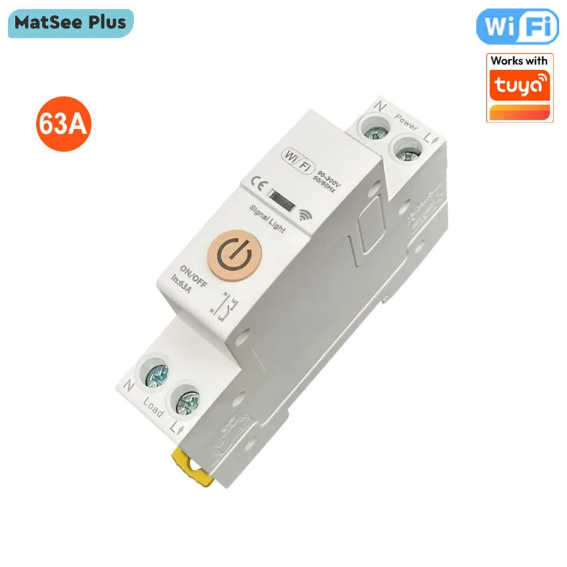 

Smart Life WiFi Circuit Breaker Switch 63A 1P+N with Timer Remote Control On Off via App Supports Alexa Google Home