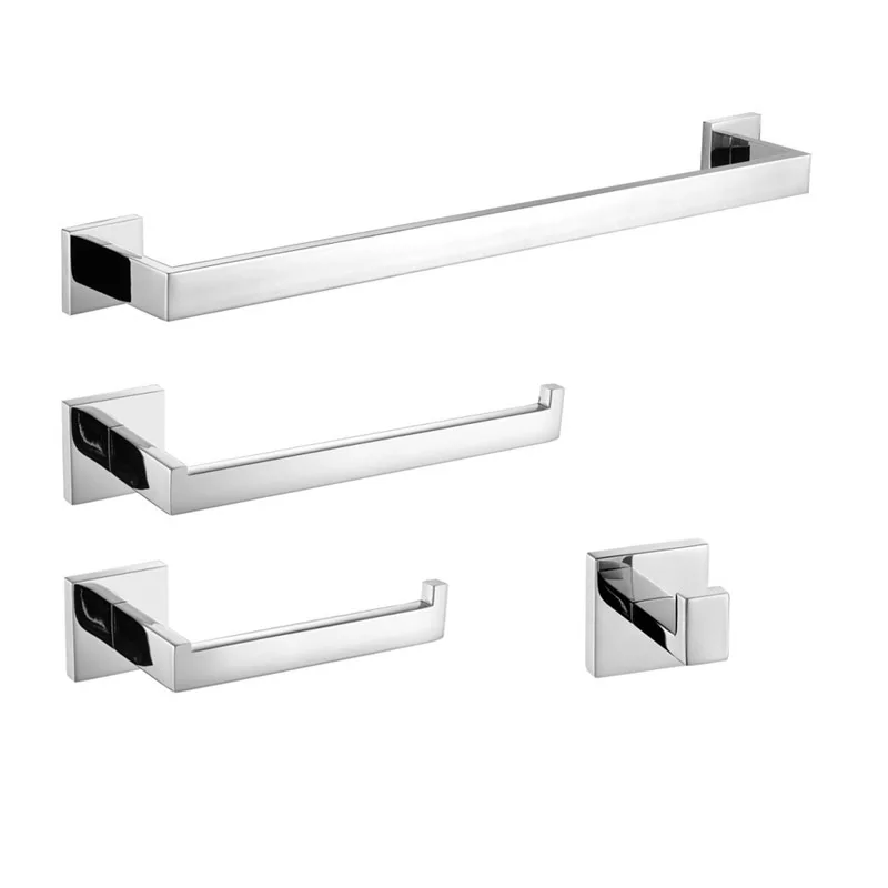 Stainless Steel Bathroom Hardware Mirror Chrome Polished Towel Rack Toilet Paper Holder Towel Bar Hook Bathroom Accessories