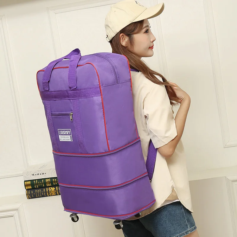 Purple Folding travel bag, luggage compartment,swivel wheel storage box,large capacity telescopic luggage bag,overnight bag