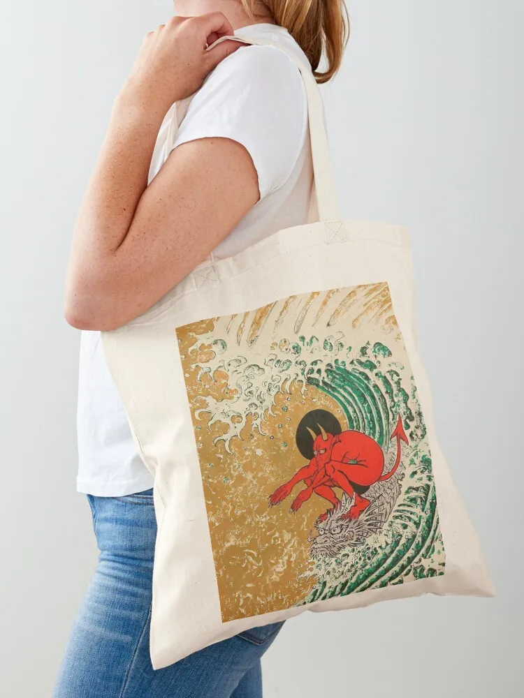 Surfing Demon Tote Bag canvas tote bags Portable shopping bag Eco bag bags for women Canvas Tote