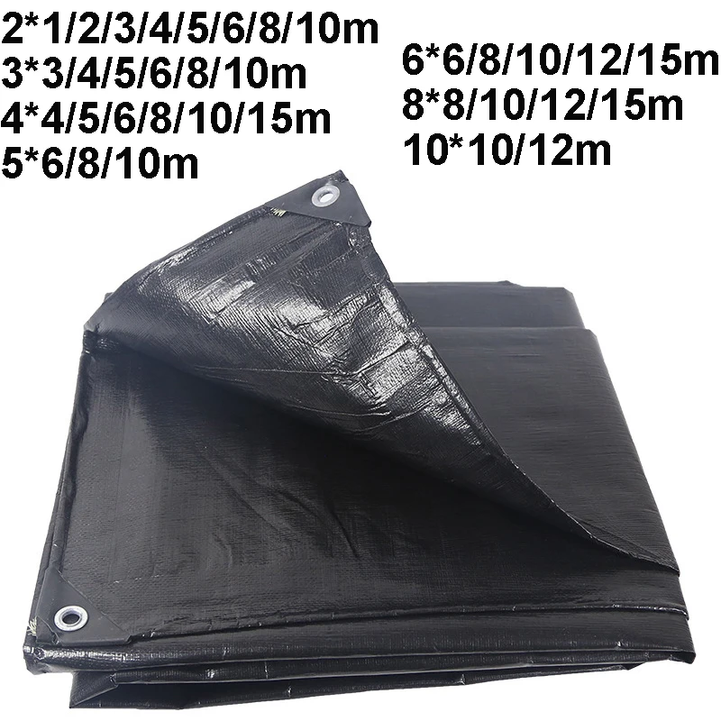 Large Tarpaulin Thicken 2*1 4*4 6*6 8*8 10*10m Anti-UV Waterproof Shade Tarp Tent Camping Canopy Rain Awning Outdoor Truck Black