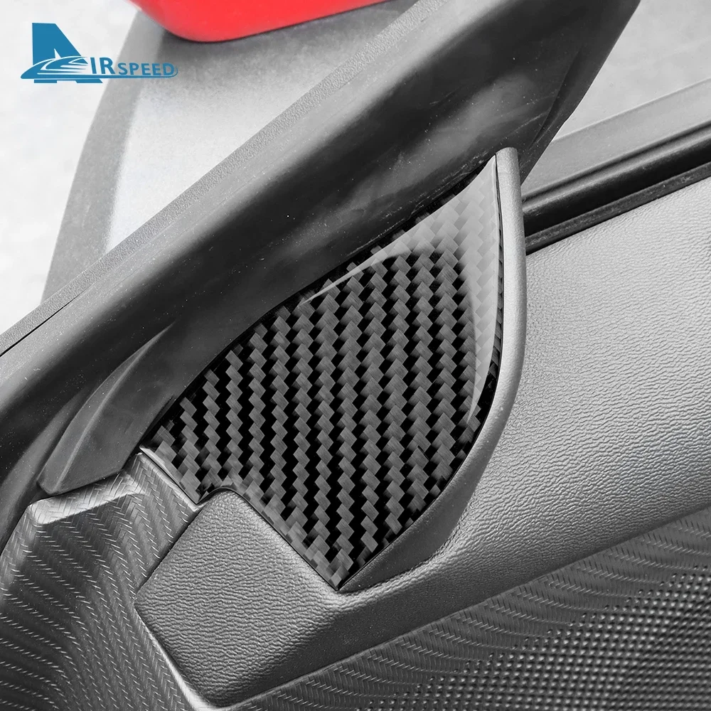 For Ford Mustang GT Dark Horse EcoBoost 2024 2025 2026 Real Soft Carbon Fiber Sticker LHD RHD Car Door Inner Triangle Panel Trim