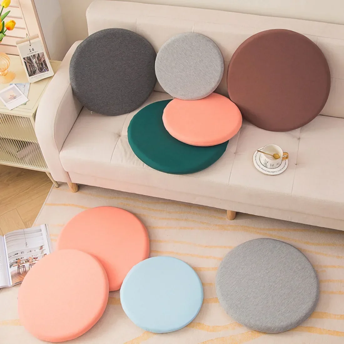 30/35/40/45cm Diameter Futon Cushion/Tatami Seat Cushion Knitted Cotton Chair Cushion Japanese Round Memory Foam Cushion