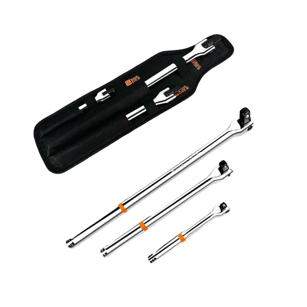 

3pcs /4 3/8 1/2inch Drive F Rod Wrench Socket Breaker Bar Heavy Duty Torque Wrench With 180 Degree Rotatable Head Hand Tools