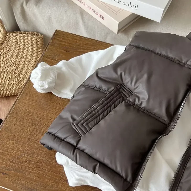 Neue Kinder-Weste aus Baumwolle mit Stehkragen, warme ärmellose Winterjacke für Jungen und Mädchen, verdickte modische Weste – Detail 11