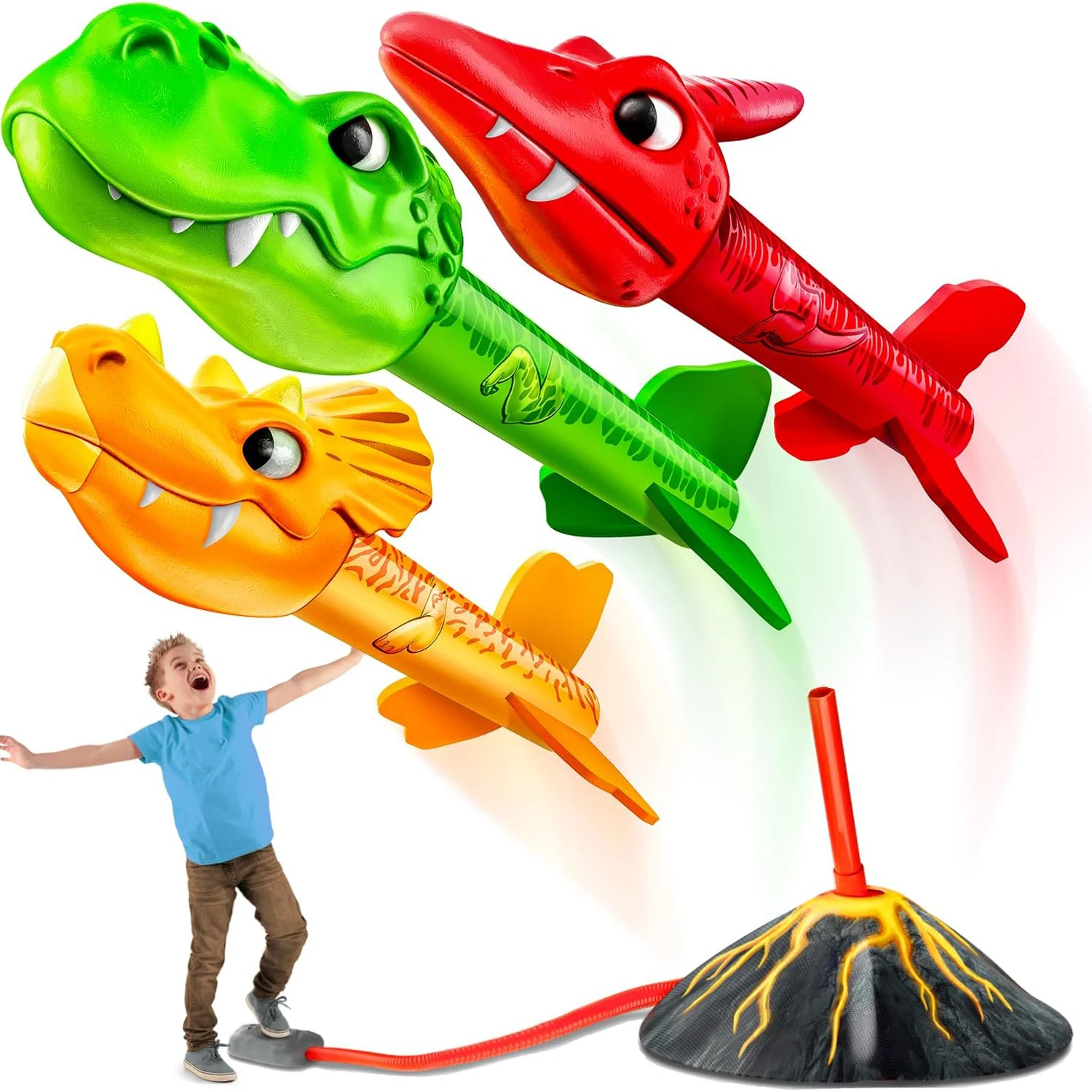 New Foot Pedal Children's Rocket Launcher Flying Dinosaur Parent-child Interactive Outdoor Toy Children's Science Toy Gift