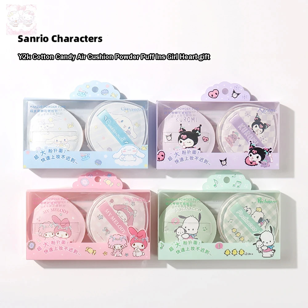 Kawaii Hello Kitty Sanrio  Air Cushion Powder Puff Y2K Anime Kuromi My Melody Candy colour Beauty Makeup Tools Girlfriend Gifts