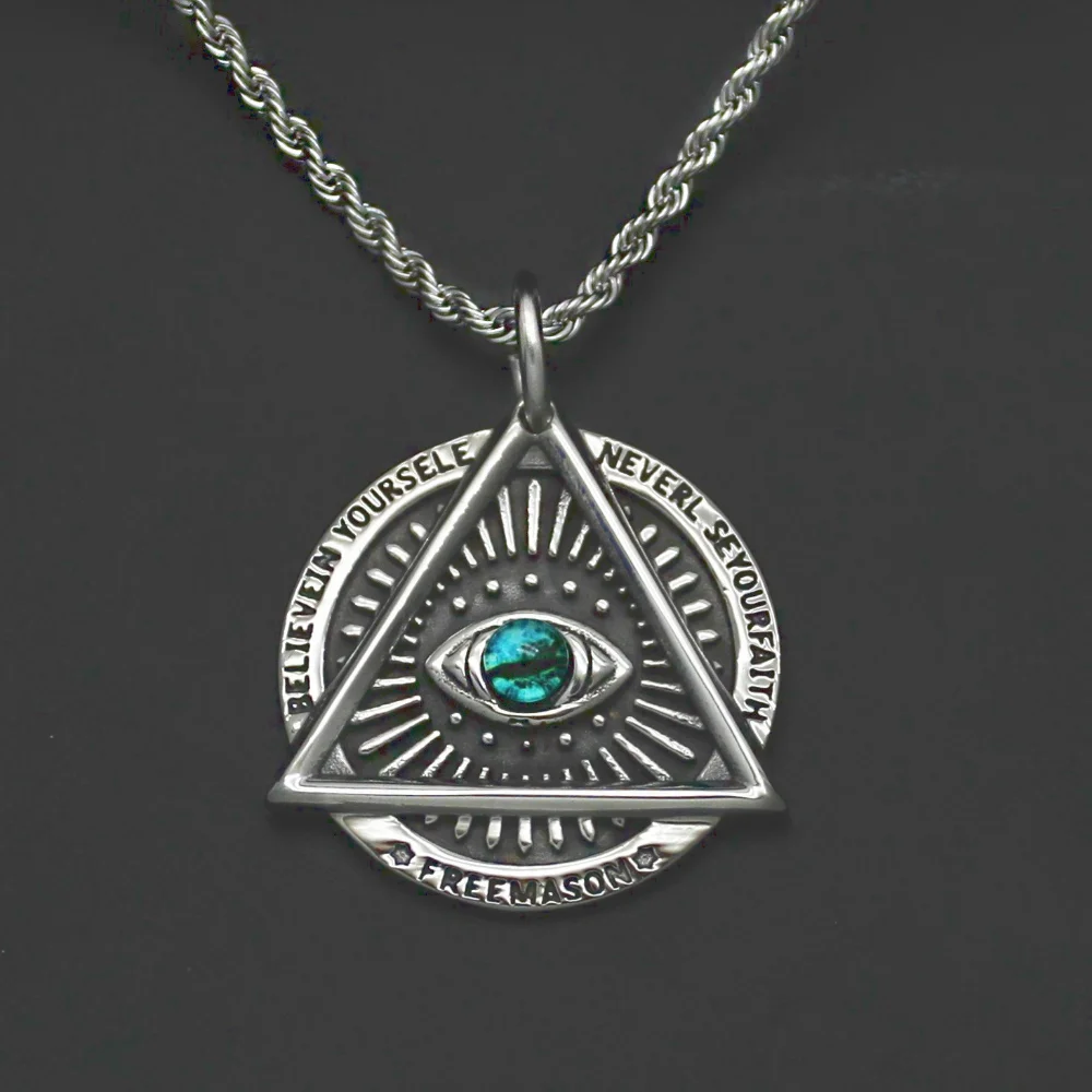 Vintage AG Freemasonry Eye of Trust Pendant Charming Men's Pendant New Fashion Religious Amulet Accessories Jewelry Party Gift