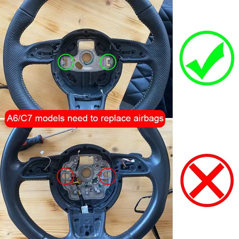 For Audi Carbon Fiber LED Steering Wheel A3 A4 A5 A6 A7 Q3 Q5 Q7 Flat Bottom Sports Steering Wheel