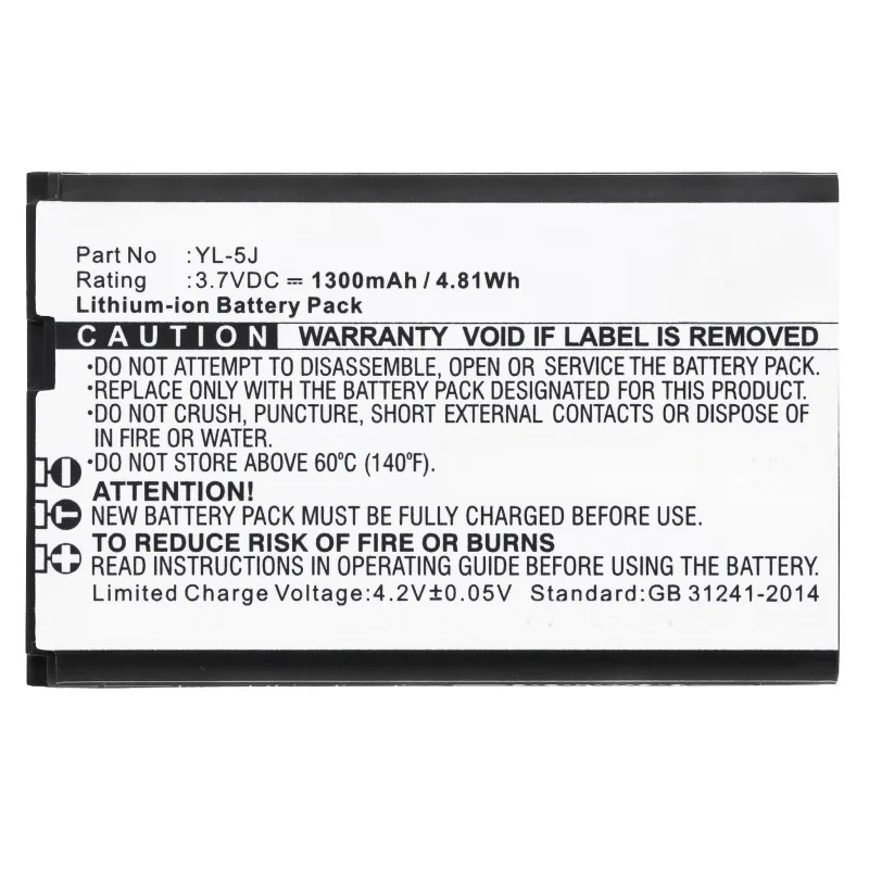 New YL-5J 3.7V 1300mAh 4.81Wh Cordless Phone Rechargeable Battery for Yealink W56-BATT W56H W56h/p W56P W60P One Talk IP DECT
