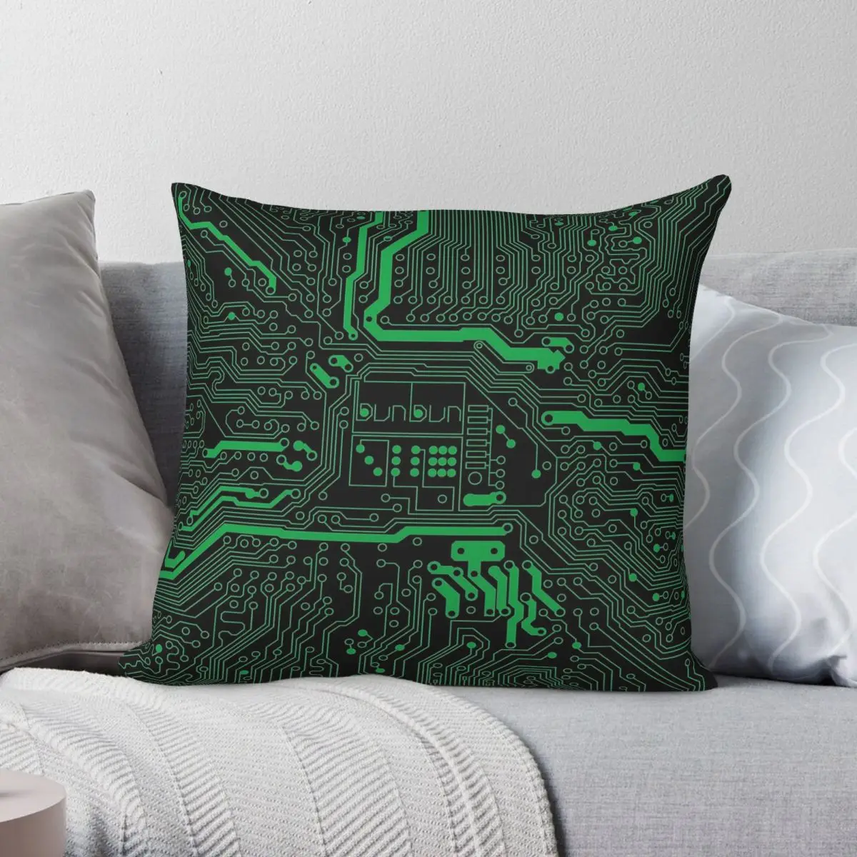 Geek Circuit Board Green Square Pillowcase Polyester Linen Velvet Creative Zip Decor Throw Pillow Case Home 45x45