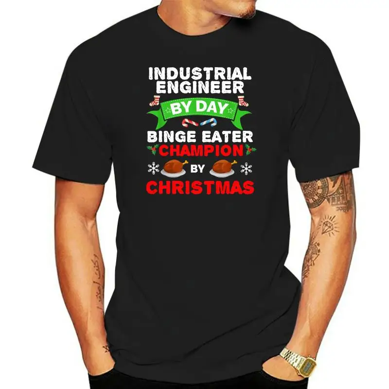 Holidays Gift T-Shirt-Men's Eater Xmas Christmas T-Shirt-Black Industrial Engineer Binge