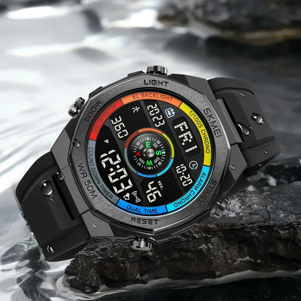 SKMEI 2209 Multifunctional Waterproof LED Watch Sports Electronic Watch Men's Outdoor Sports Compass Electronic Watch