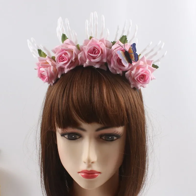 

10pcs Rose Flower Skull Hand Butterfly Headband Party Headdress Prop Women Girl Dressed Up Navidad Christmas