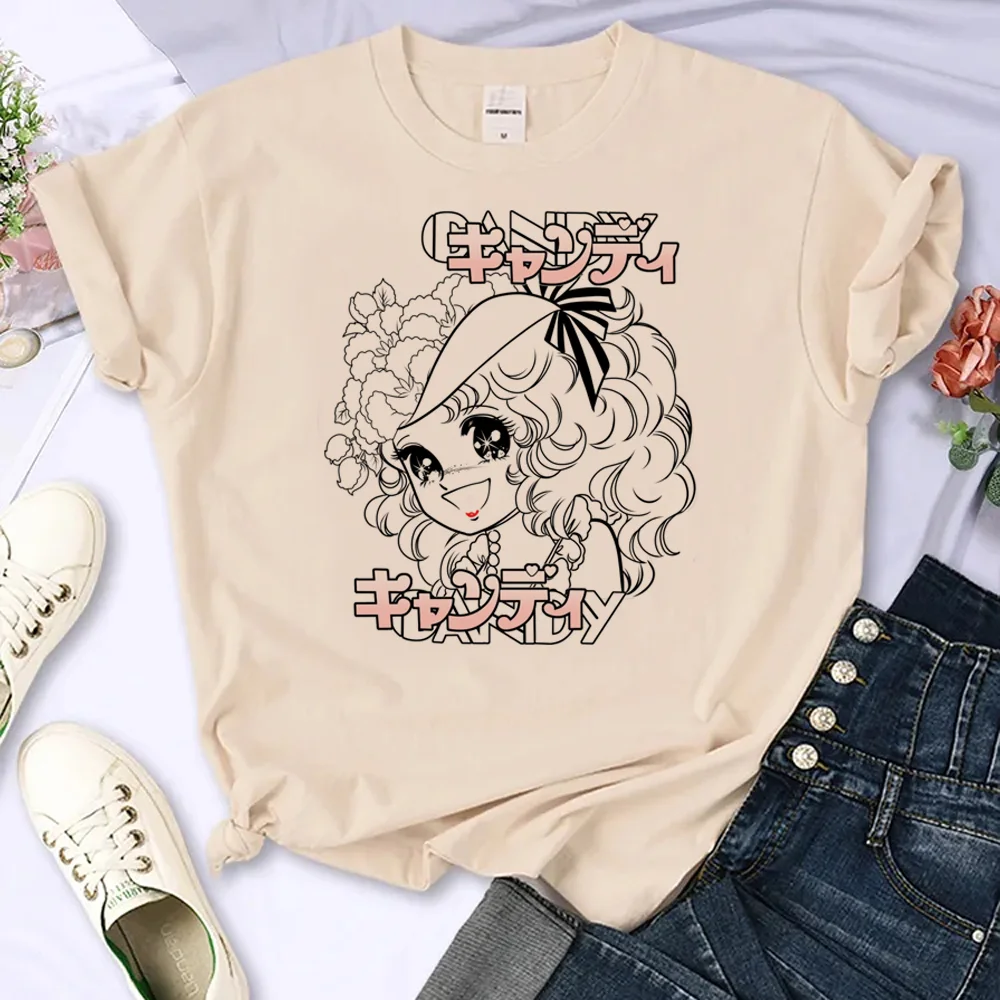 Cukierki cukierki t shirt damskie śmieszne manga top damskie ubrania manga