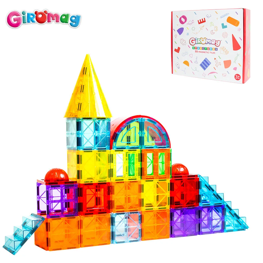 

GIROMAG 40PCS Special Shape Magnetic Blocks STEM Construction Toys for Kids 3-12 Unique Design Creative Learning Gift