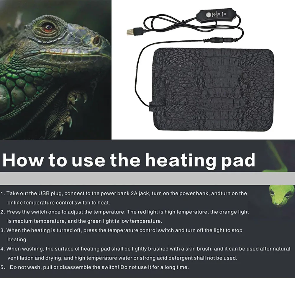 Heating Pad Pet Reptile Electric Blanket USB Waterproof Adjustable 3 gear temperature Controller Winter Home Heated Mat Warm Pad