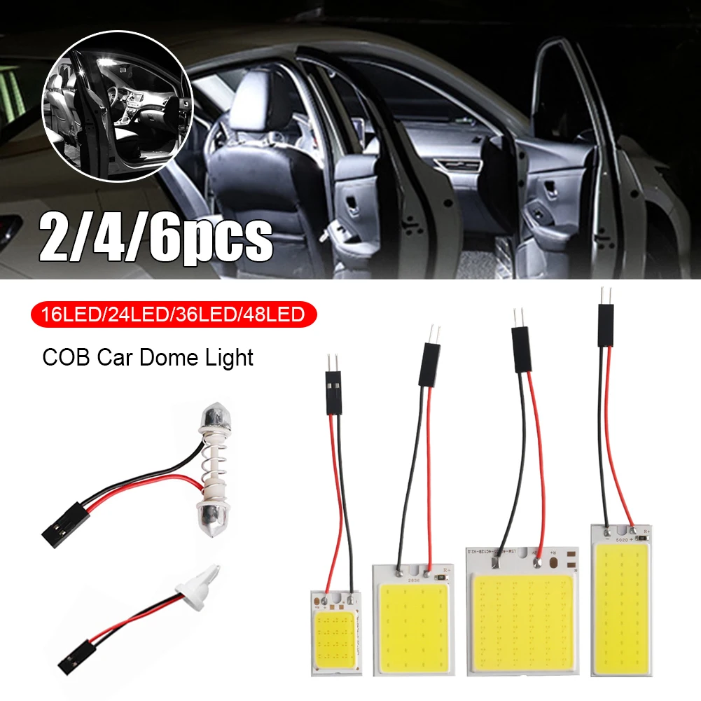 

Car Interior Lights 16/24/36/48LED 12V COB Car Interior Panel LED Lights 6000K Car Interior Dome Reading Trunk Lamps Auto Parts