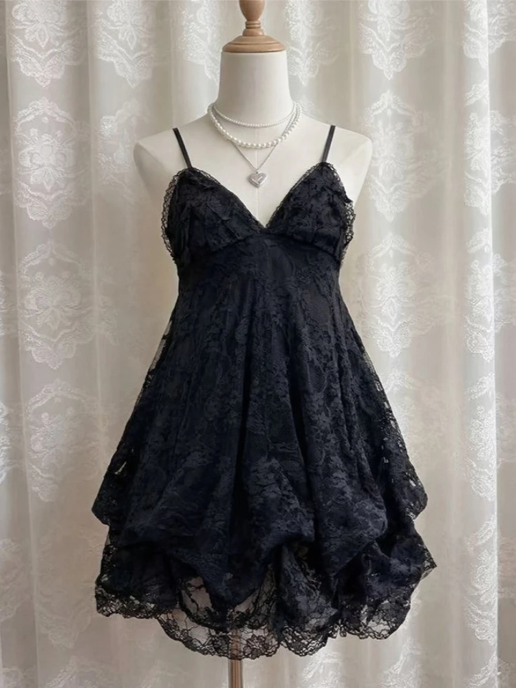 2026 Summer Beach Vintage Lace Strap Dress Women Even Party Clothing Casual Sexy Beach Style Dress Korean Fashion Chic Outfits - Image 2