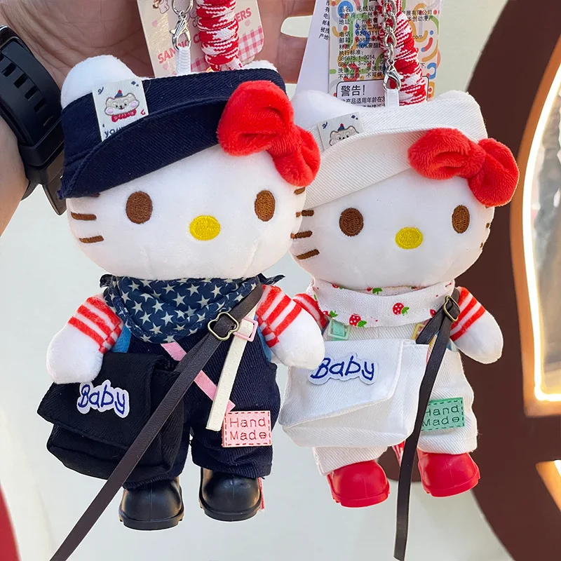 DIY-аксессуар: плюшевый брелок Hello Kitty в виде брюк на ремешке, сумка через плечо, подвесная кукла для украшения автомобиля и зеркала заднего вида.