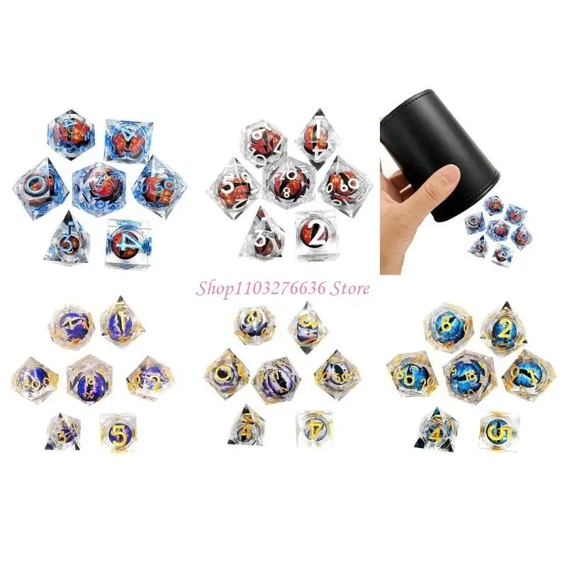 

R6FD Dragon Eyes Resin DiceSet for DNDMTG Role Play Game PolyhedralDice 7pcs