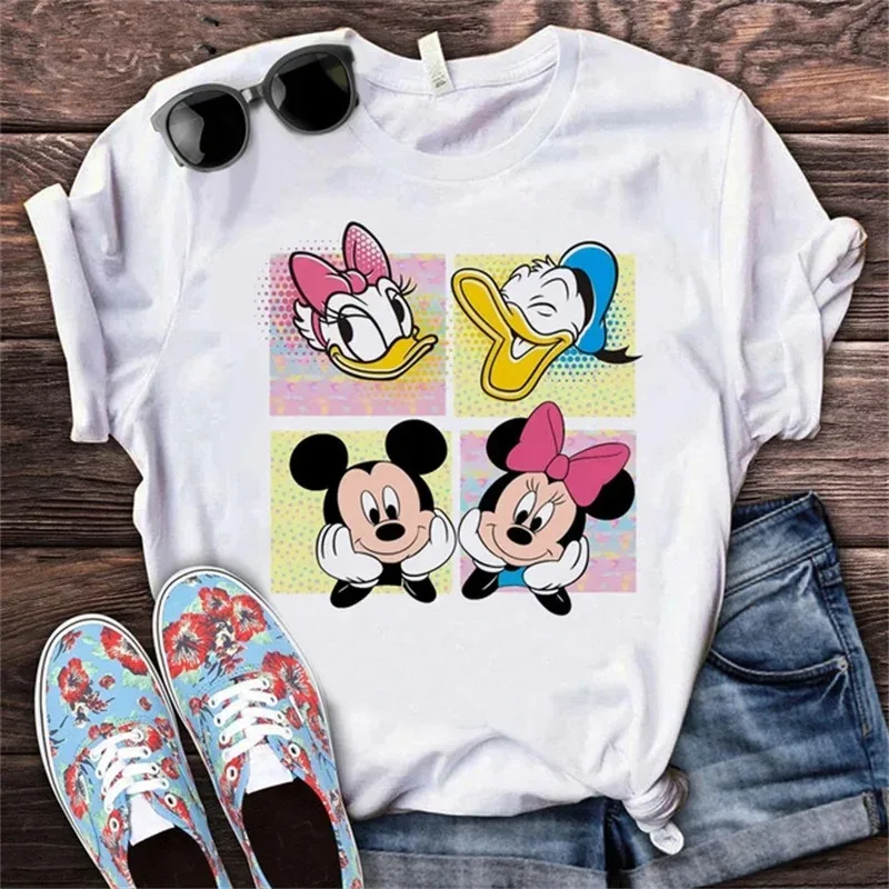 Mickey Mouse Disney Print T-shirt Women Harajuku Aesthetic Streetwear Short Sleeve T Shirt Summer Fashion Female Clothing Tops