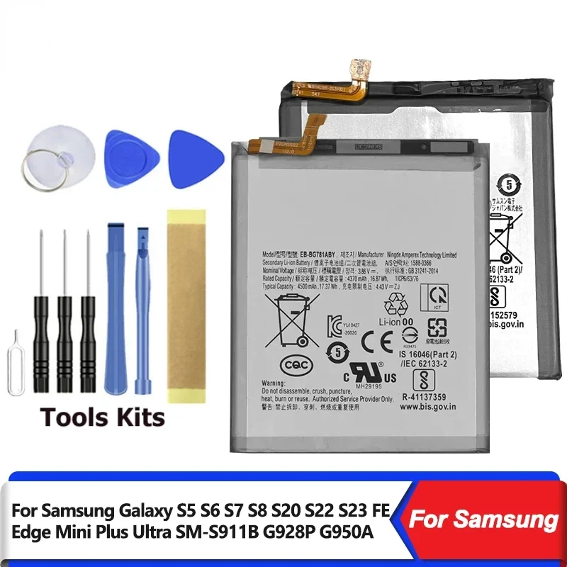 

Dixsg-Battery For Samsung Galaxy S5 S6 S7 S8 S20 S22 S23 Fe Edge Mini Plus Ultra Sm-S911B G928P G950A Kit Tools High Quality